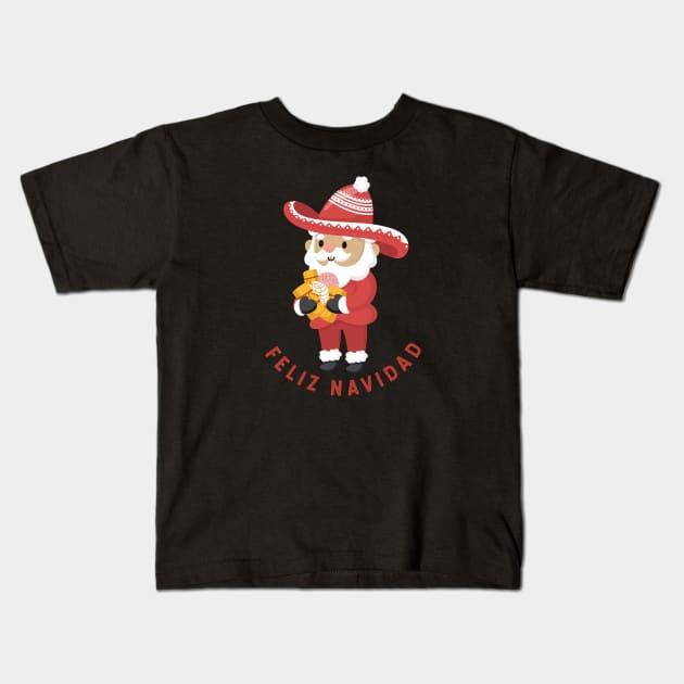 Feliz Navidad - Santa con pan dulce y tamales Kids T-Shirt by verde